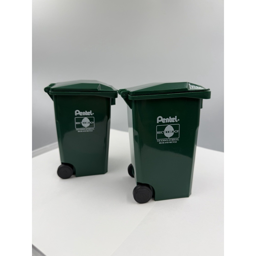 2pcs Doll House Miniature Pentel Rolling Trash Can Mini Garbage Cans